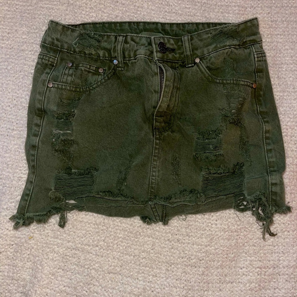 Frayed Denim Mini Skirt